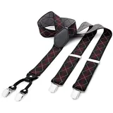DonDon Hosenträger DonDon® Herren Hosenträger breit 4 Clips mit Leder in Y-Form elastisch (1-St) Y-Form, verstellbar mit Clipverschluß, elastisch bunt|rot|schwarz