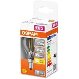 Osram LED Tropfenform E14/4 Watt/Energie E Glas