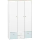 Kleiderschrank Drehtürenschrank 117cm weiß Buche blau 3-türig 87089889