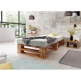 sunnypillow Palettenbett M2 aus Holz 80 x 200 cm mit Lattenrost Stabiles Seniorenbett Kinderbett Jugendbett Gästebett erhöhtes Einzelbett Bettges...