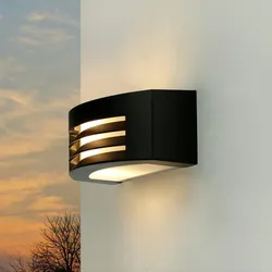 Licht-Erlebnisse Außenwandlampe FLANDERN Schwarz B:29cm H:12cm IP44 E27 Moderne Up Down Wandleuchte Fassade Tür, CX120227