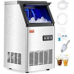VEVOR Kommerzieller Eisbereiter Eismaschine 45,36kg/Tag LED Anzeige Restaurant