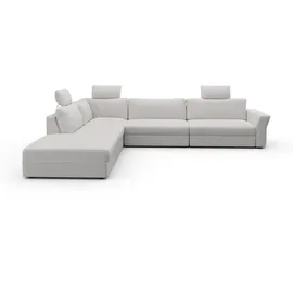 sit&more Ecksofa SIT & MORE "Cadabra L-Form", silber, B:356cm H:80cm T:292cm, Samtoptik (100% Polyester);Soft clean (98% Polyester, 2% Polyamid);Struktur fein (100% Polyester), Sofas, Ecksofa, Breite 356 cm, mit Sitztiefenverstellung
