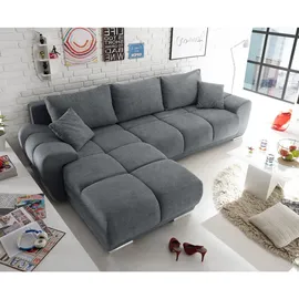ed exciting design Ecksofa - dark grey - mit Bettfunktion, Bettkasten, Rücken- und Zierkissen, Universell aufbaubar Holzwerkstoff/Nosag