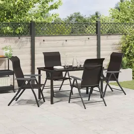 vidaXL 5-teiliges Garten-Ess-Set Schwarz Poly-Rattan