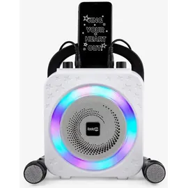 RockJam 10-Watt Rechargeable Bluetooth Karaoke Machine with Two Microphones, Voice Changing Effects & LED Lights - Black