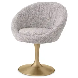 Casa Padrino Luxus Esszimmerstuhl Grau / Messing 67 x 57 x H. 78,5 cm - Drehstuhl im 60er Jahre Design - Esszimmer Möbel - Luxus Möbel - Luxus Einrichtung - Esszimmer Einrichtung