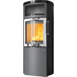 Kaminofen Hark 44-5.8 GT ECOplus RUA 8 kW - Ofenkacheln: schwarz-glänzend - Korpus: titan/verchromt