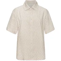 LASCANA Damen Pyjamaoberteil beige-weiß gemustert Gr.42