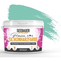 SEEBAUER diy® Silikonharzfarbe Grün Fassadenfarbe (No. 773 Indian Sea 5,0 Liter) Selbstreinigend mit Lotuseffekt