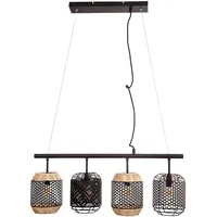 Nowa Rattan 4-flg. 74 cm schwarz Holzgeflecht