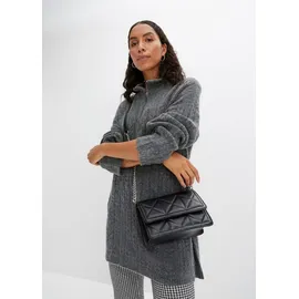 bonprix Longpullover mit Stehkragen und Reißverschluss im Troyer-Look Grau XXL
