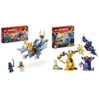 LEGO NINJAGO Riyu der Babydrache, Drachen-Spielzeug mit 3 Mini-Figuren & NINJAGO Arins Battle Mech, Ninja-Spielzeug