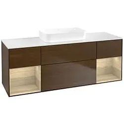Villeroy und Boch Finion Waschtischunterschrank F741PCGN 160x60,3x50,1cm, Regale Oak Veneer, Walnut veneer