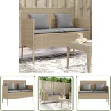 Gartenbank Mit Kissen Beige Poly Rattan - Gartenbank - Outdoor Möbel - Rattan Gartenmöbel - Gartenstuhl - Lounge Set - The Living Store