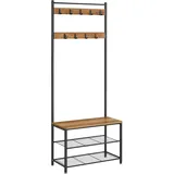 VASAGLE Garderobenständer 32 cm x 70 cm x 177 cm Braun-Schwarz