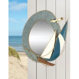 Gilde Spiegel Bootstour 54 x 66 cm Blau/Braun/Weiß
