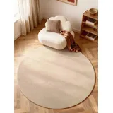ELLE DECORATION Knots, hellbeige, H:13mm Ø:160cm, Wolle, Teppiche, Handtuft, Wolle, rund, feines Bouclé, Wohnzimmer, Schlafzimmer, Natur