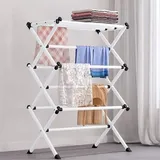 Famanu Kleidungstrockner Faltbarer Kleidungstrockner - Ausziehbarer Turmtrockner mit 3 Ebenen - Platzsparende Standtrockner im modernen Design