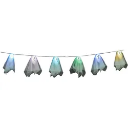 Halloween Dekoration - Geister Lichterkette (6 Geister, 170cm)