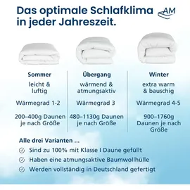 DormiGood | Premium Daunendecke | 220x240 cm | Winterdecke | 100% Daunen (1760g) | Bettdecke | 220x240 | Winterbett | Winter | Warm | Dick | Nomite... - Weiß