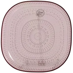 Teller flach - Dessertteller - Kunststoff - D: 20,4cm - mit Muster - pink