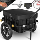 Kesser KESSER® Handwagen mit Kupplung Hochdeichsel für Fahrrad Transportanhänger Transportbox mit 70 Liter Volumen Max. 60kg für Fahrräder mit 26'' - 28''