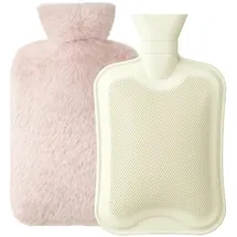 Homealexa Wärmflasche mit weichem Bezug 2L, Premium Naturkautschuk,Sicher und Langlebig Wärmeflasche für Familie (Rosa, 2L)