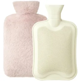 Homealexa Wärmflasche mit weichem Bezug 2L, Premium Naturkautschuk,Sicher und Langlebig Wärmeflasche für Familie (Rosa, 2L)