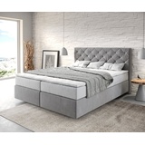 DeLife Boxspringbett Dream-Great 160x200 cm Mikrofaser Grau mit TFK Matratze und Visco Topper