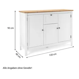Homestyle4u Kommode Sideboard Schrank mit 4 Schubladen Weiß Holz