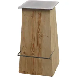 Barhocker HWC-L76, Barstuhl Tresenhocker, Industrial Massiv-Holz MVG-zertifiziert, natur mit Metall-Optik