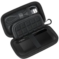 Lacdo Festplatten Harte Tragetasche für Crucial X8 Portable SSD 500GB 1TB 2TB 4TB USB 3.2 External Solid State Drives Eva Schützende-Kabeltasche Wasserdicht Stoßfest Reisetasche, Schwarz+Schwarz