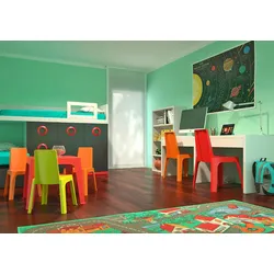 Resol garbar JULIETA Kinderstuhl-Tisch Indoor, Outdoor Set 4+1 Himmelblau/Rosa/Rot/Orange/Limettengrün