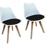 Hti-Living Esszimmerstuhl Samt Atlanta weiß/schwarz 2er Set
