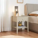 [en.casa] Nachtschrank Luspoo 50 x 40 x 40 cm Cremeweiß
