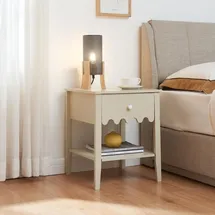 [en.casa] Nachtschrank Luspoo 50 x 40 x 40 cm Cremeweiß