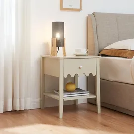 [en.casa] Nachtschrank Luspoo 50 x 40 x 40 cm Cremeweiß