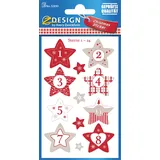 Avery Zweckform Adventskalender Zahlen 24 Sterne (Made in Germany, Aufkleber Weihnachten, Papier, selbstklebend, Sternenzahlen, Adventskalender, Adventszahlen Nr. 1-24, Weihnachtskalender) 52890