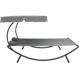 vidaXL Garten-Sonnenliege mit Sonnendach 200 x 173 x 135 cm grau inkl. Kissen