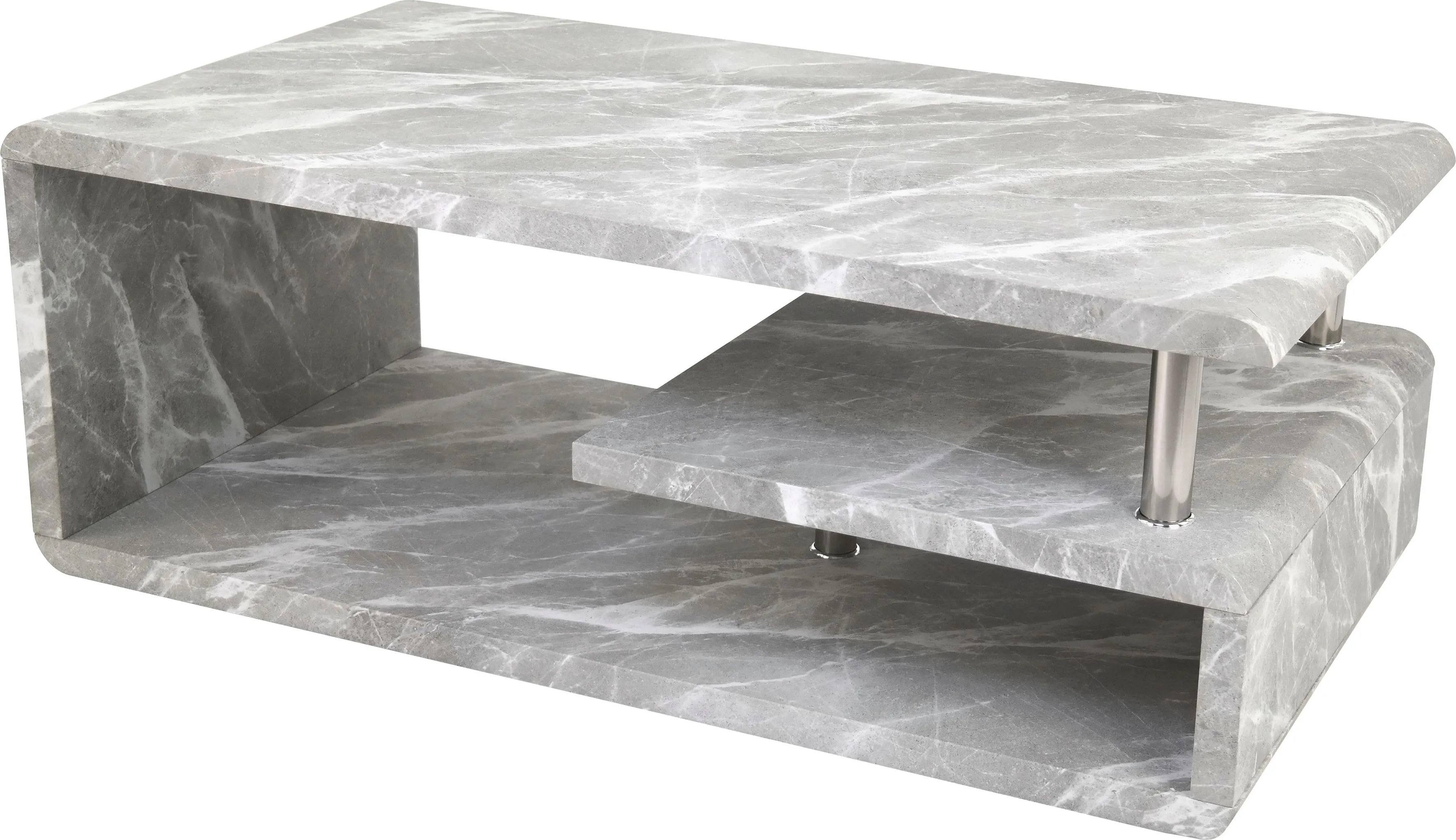 Paroli Couchtisch, mit Ablagemöglichkeiten Paroli marmor grau + marmor grau