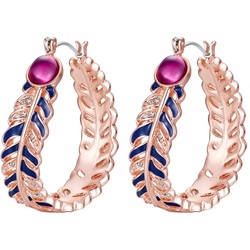 Lulu & Jane Creolen Feder Metall-Legierung verziert mit Kristallen von Swarovski ® in Roségold   Damen