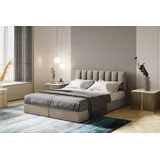 Trada Boxspringbett 140 x 200 mit Bettkasten und Topper Beige - Trada