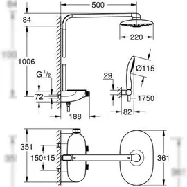 Grohe Rainshower System SmartControl 360 Duo chrom 26250000