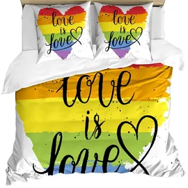 ABAKUHAUS Bettwäsche Milbensicher Allergiker geeignet mit Kissenbezügen, Microfaser, Stolz Liebe ist Liebe Kunst LGBT bunt