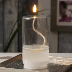 LED Kerze im Glas - Öllampe mit Flüssigwachs Optik - flackernde 3D Flamme - Time...