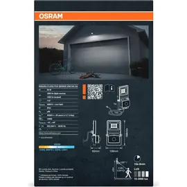 Osram ENDURA FLOOD PC 20W LED-Fluter mit Sensor, 4000K, 1800 Lumen, IP44 Flutlicht IR-Bewegungsmelder, Zeit/Lux einstellbar, Dunkelgrau
