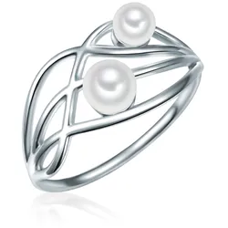 Lulu & Jane Perlen-Ring Messing Muschelkernperle in Silber Ringe   Damen 