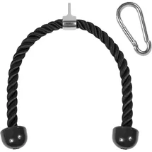 Yes4All Deluxe Trizepsseil-Kabelbefestigung, 68,6 & 91,4 cm, in 4 Farben, Trainingsgerät-Aufsätze Seilzugsystem Gym Pull Down Seil mit Karabiner, Schwarz