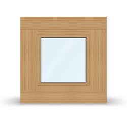 Aluminium Holz Fenster, ECO Plano, Fichte nativa, Aluschale Weiß, 510x510 mm, einteilig festverglast, individuell konfigurieren